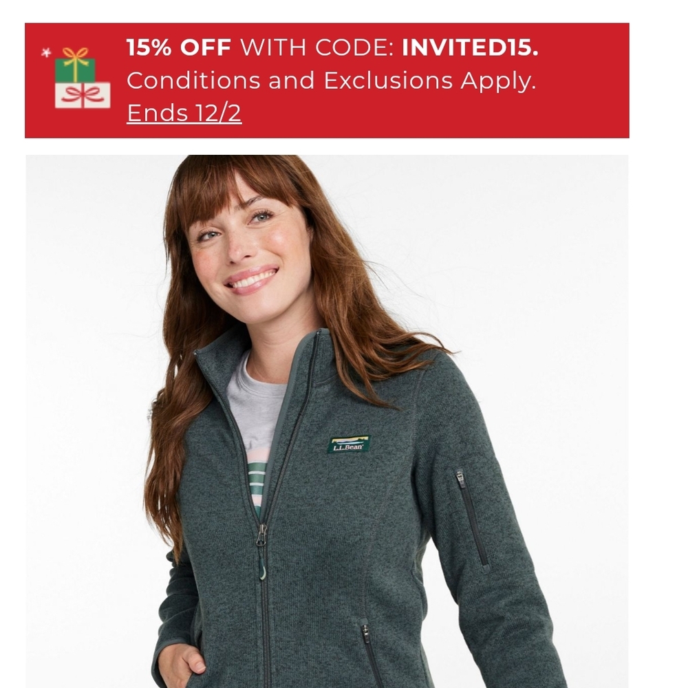 L.L. Bean Red Full-Zip Jacket